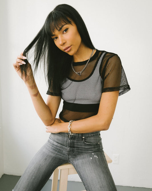 Alyah Mesh Crop Top - Black Onyx - Bradford RowShirts & Tops