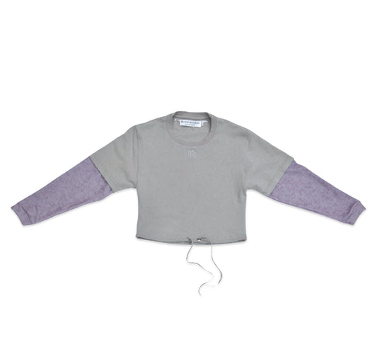 Bia Double Sleeve Cropped Top in Grey Lavender - Bradford RowShirts & Tops