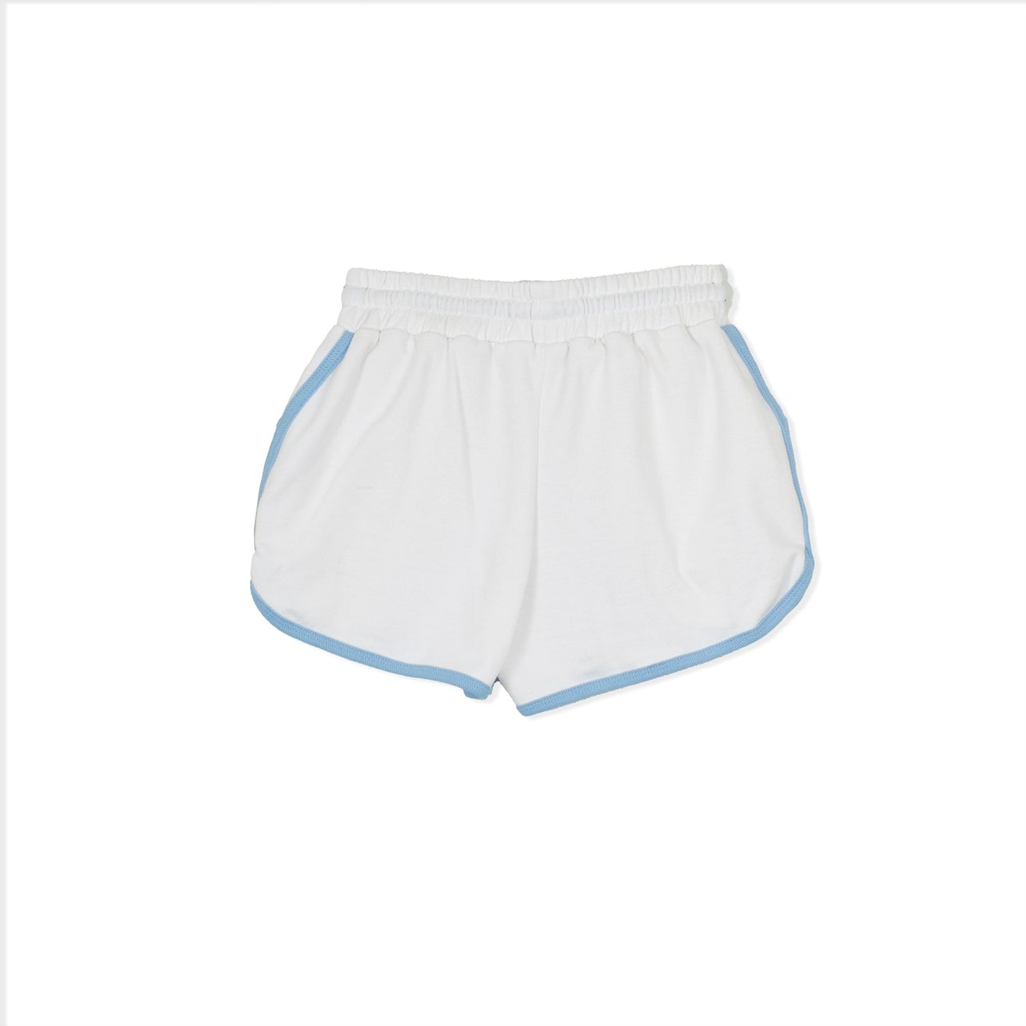 Mya Shorts - White Pearl With Blue Aquamarine Trim - Bradford Row