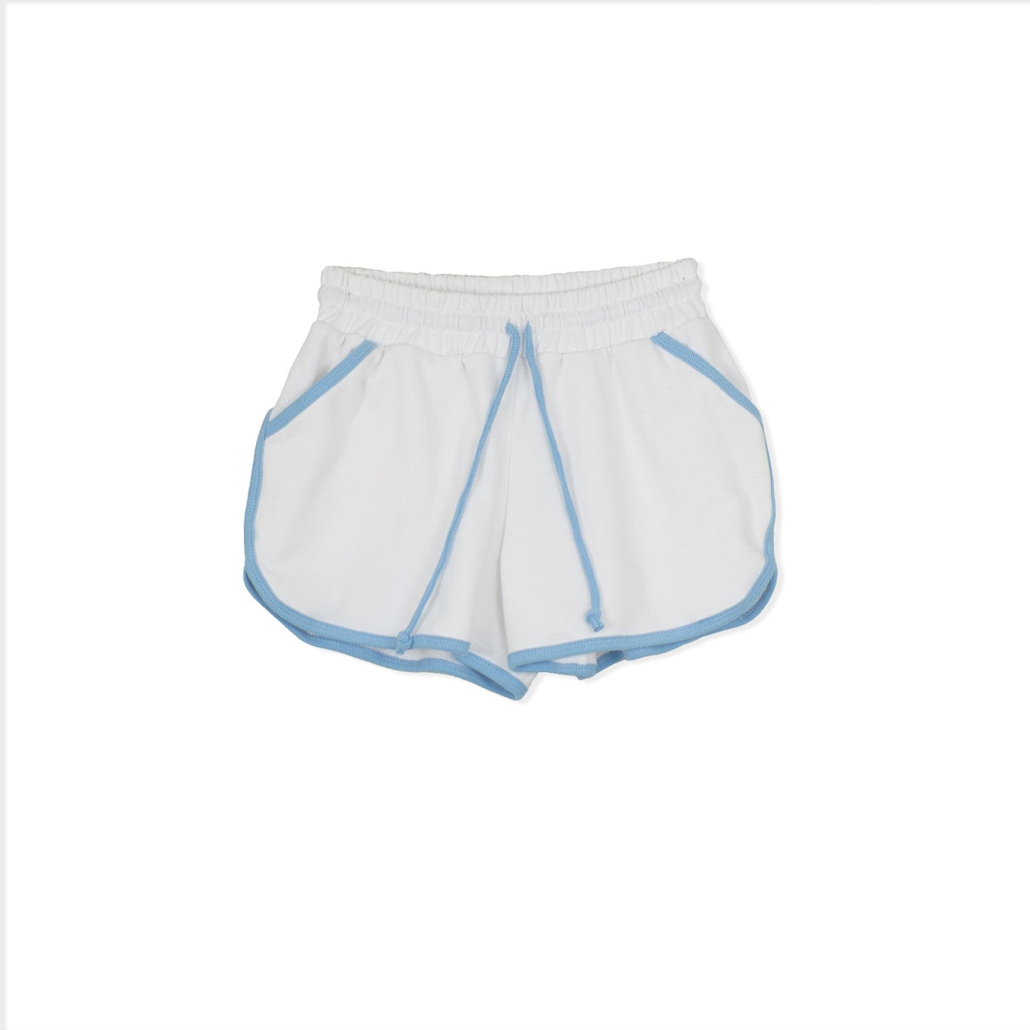 Mya Shorts - White Pearl With Blue Aquamarine Trim - Bradford Row