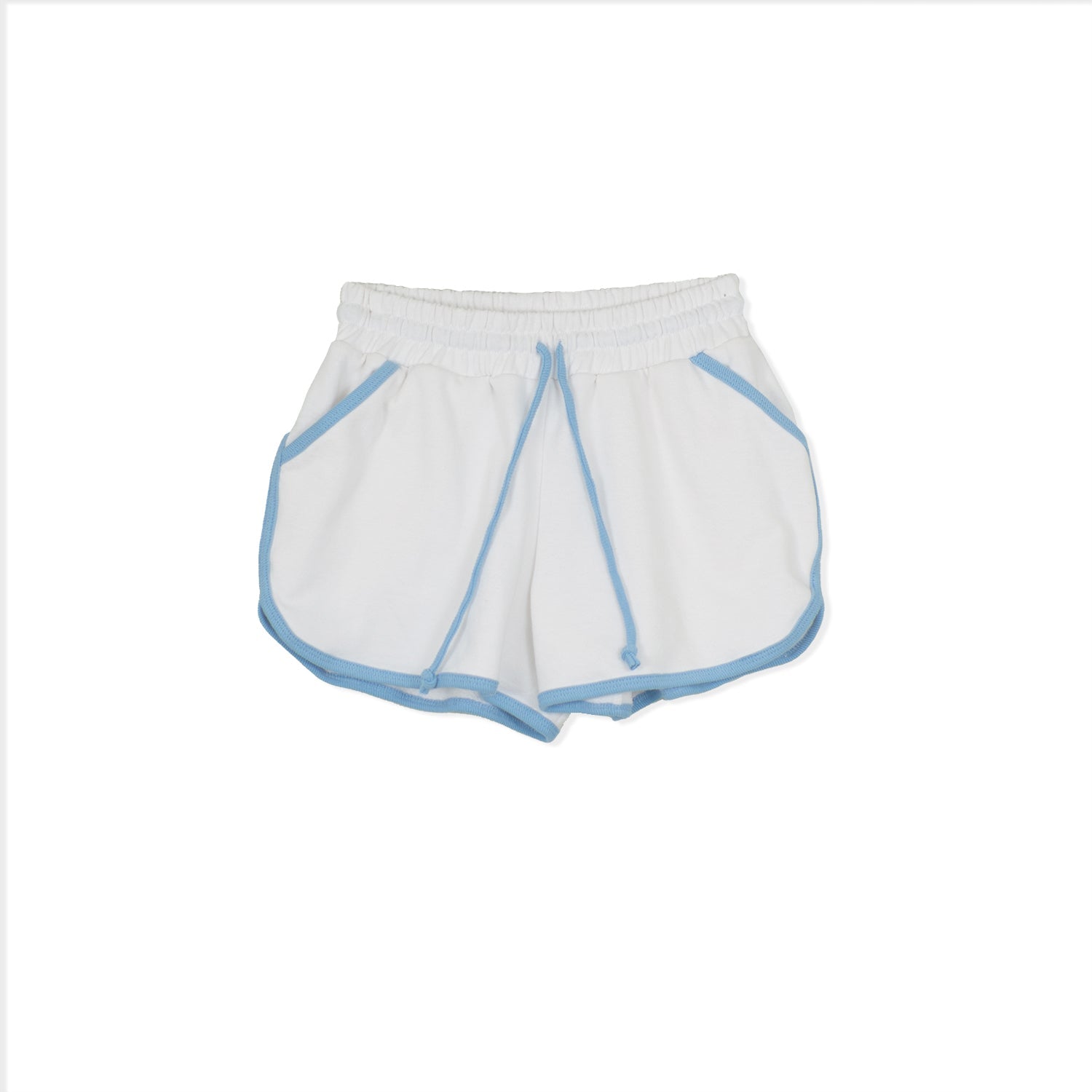 Mya Shorts - White Pearl With Blue Aquamarine Trim - Bradford Row