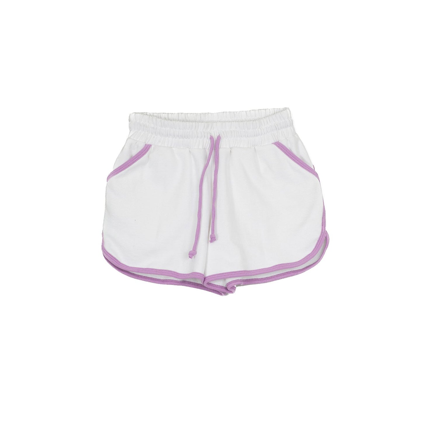 Mya Shorts - White Pearl with Purple Purpurite Trim - Bradford RowShorts