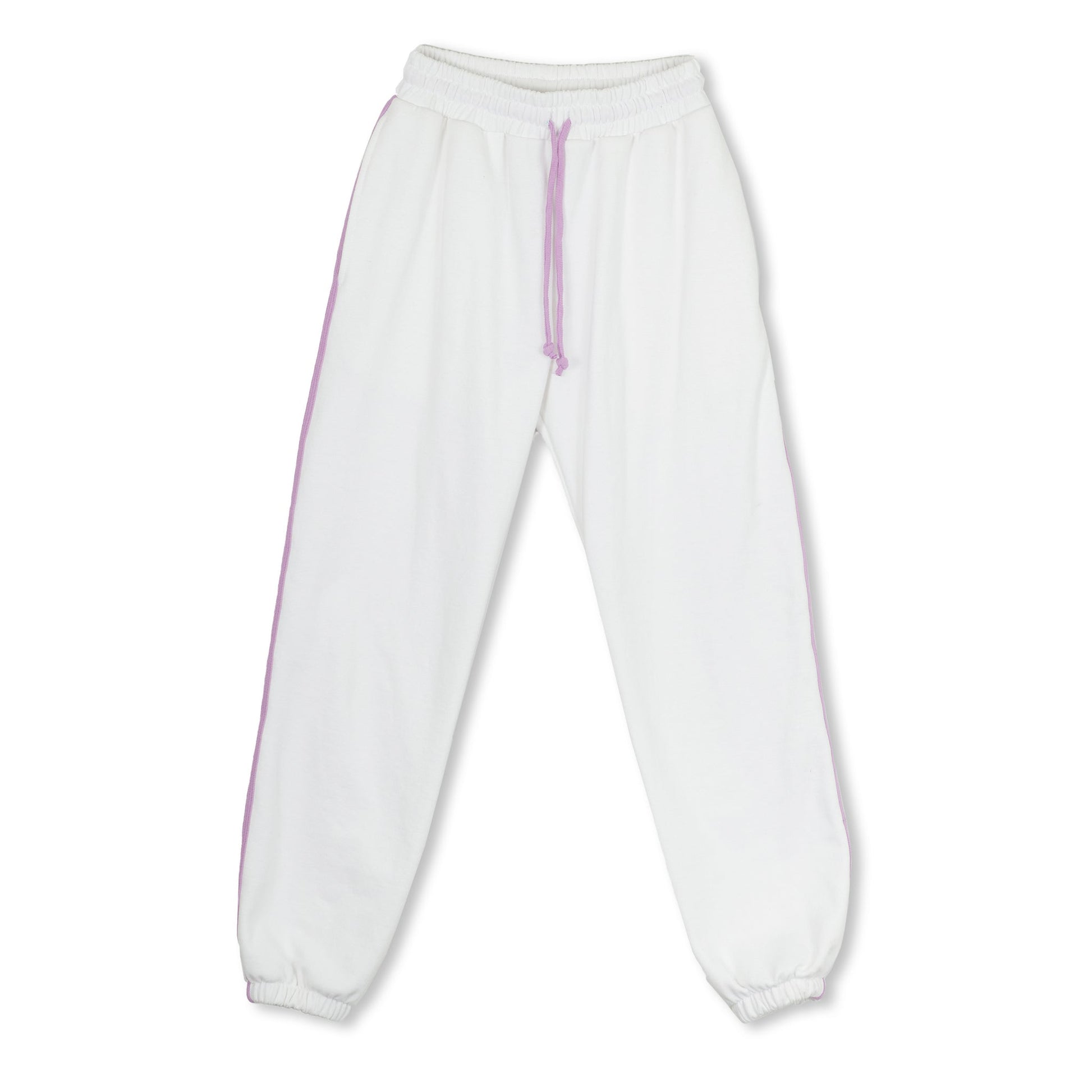 Sofia Baggy Sweatpants - White Pearl with Purple Purpurite - Bradford Row